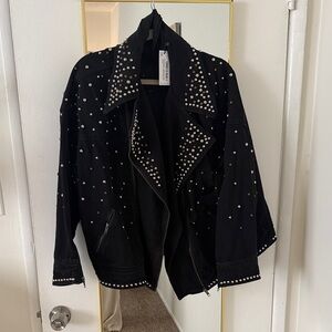 Nasty Gal Studded Denim Black Jacket